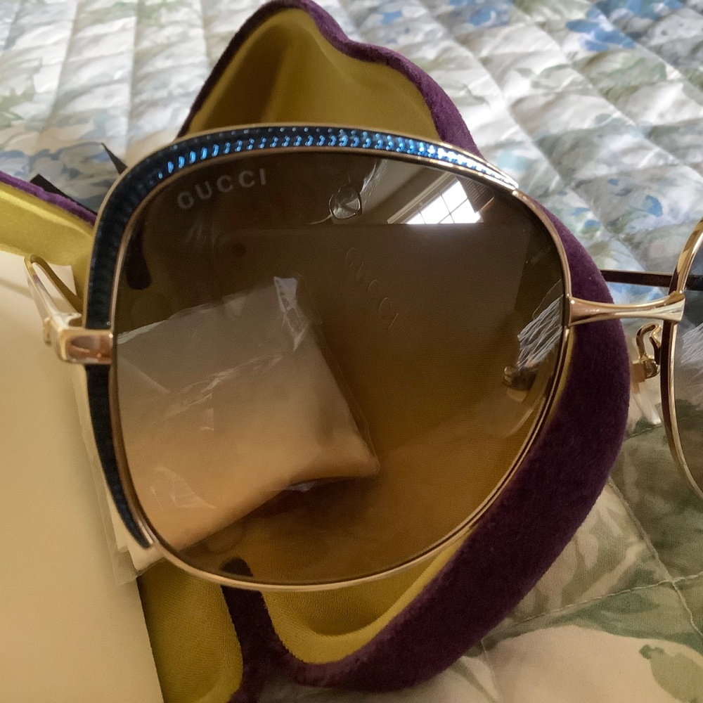 Gucci Women's Oversized Square Sunglasses, 58mm Blue Radiant - Picture 6 of 15